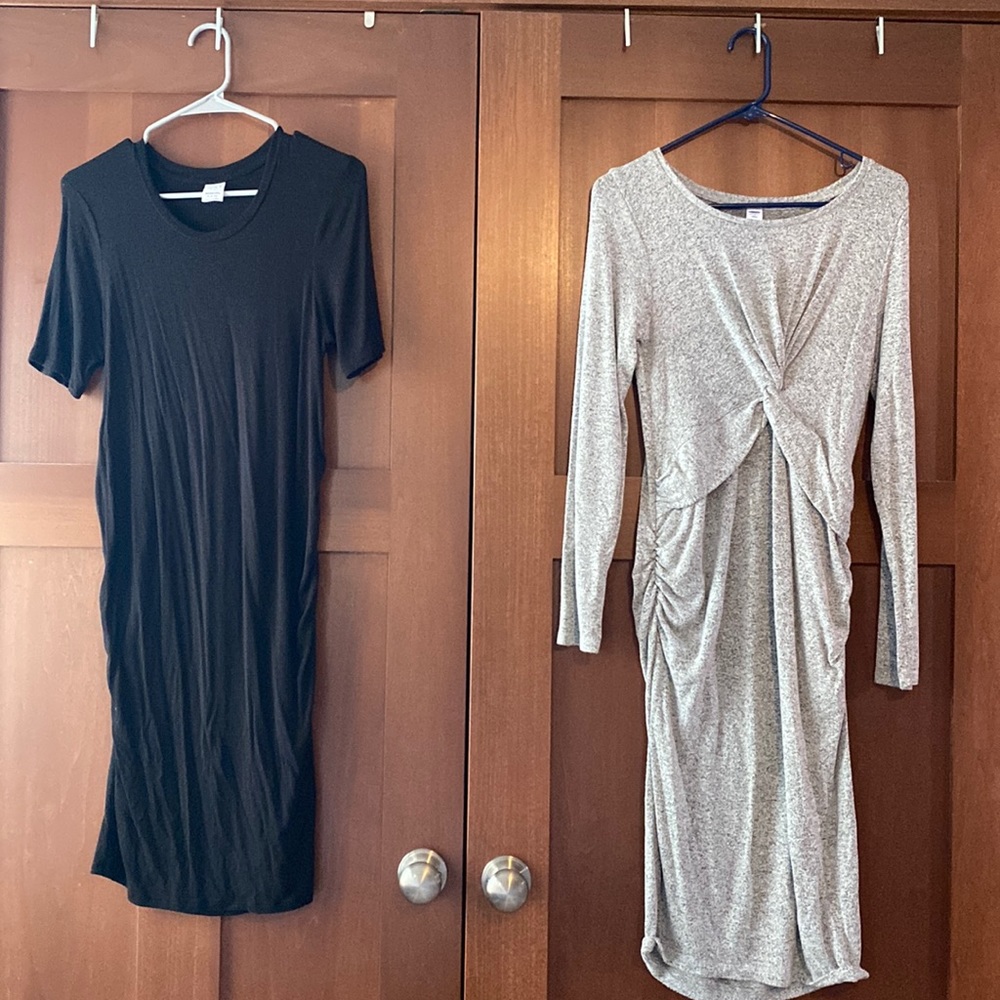 Maternity dresses. Black size medium, Gray size small